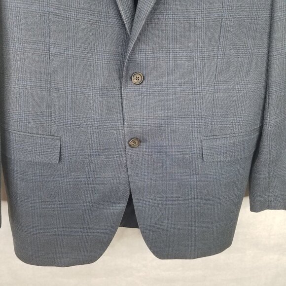 LRL Ralph Lauren Men's Sport Coat Blazer Size 42L Blue Grey Windowpane Silk Wool - Picture 3 of 16
